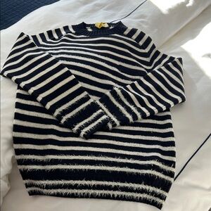 Sacai Blue and White Striped Crewneck Sweater